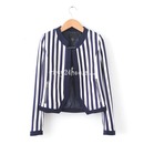 Vertical Stripe Zipper Cardigan Jacket
