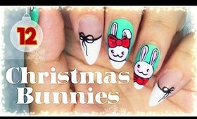 12. Christmas Bunnies nail art | Advent Calendar 2016