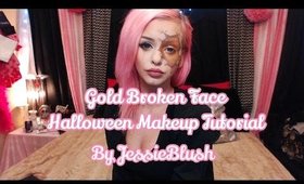 Gold Broken Face Halloween makeup tutorial by Jessie Blush