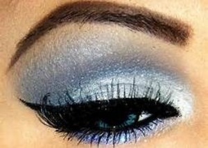 Shiny blue eye makeup! Great look for a jean day at work!