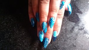 blue and green designs by SauceC Nailz