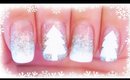 Advent Calendar | 17 - White Christmas Trees on Silver nail art ✩ Martina Ek