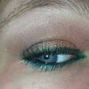 teal green liner with brown gold shadow