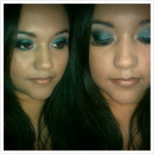 coastal scents 120 palette and Maybelline expertwear eyeshadow quad in Emerald Smokes. mac paint pot in painterly for base