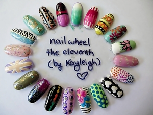 Check out my handpainted sets on Etsy - predetermined sets or you can pick any designs off of my 10+ nail wheels for a custom set! :)
http://www.etsy.com/shop/kayleigh83