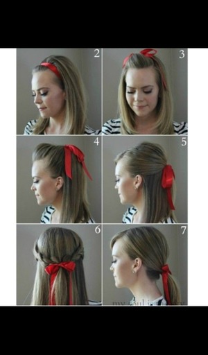 ways to style hair with ribbons:)