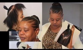 Sleek Bun on my Mom!!! Short transitioning hair!! Birthday Weekend for my mom!!!