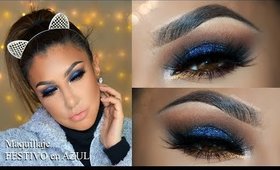 ✨Maquillaje con BRILLOS AZULES /💙 Blue Glitter Festive makeup tutorial| auroramakeup