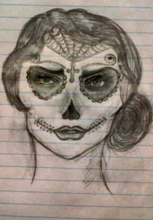 I drew this sugar skull while I was at work, I'm not the best artist, but I seem to be doing ok with skulls.