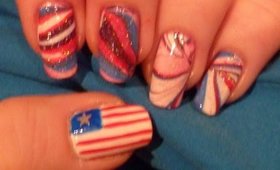 4th July Independence Day Patriotic American Water Marble Nail Tutorial LIVE VIDEO