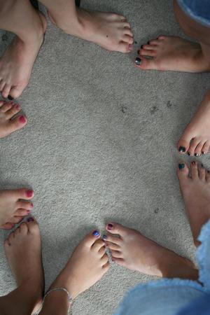 We put are feet together and made a star.