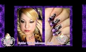 Spider Web Halloween Nail Tutorial/ Uñas de Araña Moradas Para Halloween