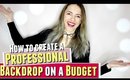 HOW TO Create a PROFESSIONAL BACKDROP space on a BUDGET for FILMING, Filming setup on budget