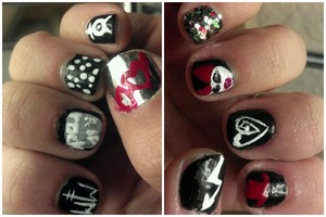 My fiance and i went to a MM concert on Jan 23 and these are the nails i did!