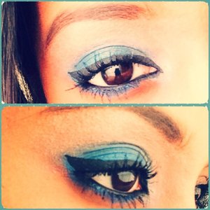 Experimented with a blue & did the winged eyeliner after a while