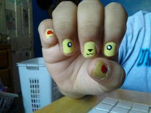 Pokemon Nails. Done with small nail art brush.