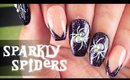 Sparkly Spiders nail art | Halloween 2017