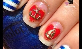 Nautical Sailor Charm Nails by The Crafty Ninja