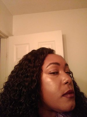 I used the Malika palette that I purchased from Beautylish. This is INtdoors using "Make me blush"blush and the  highlighter shade on the cheeks and eyes.  Other products used include: Too Faced Born this way foundation in "Chai" mixed with Black Radiance BB cream in " Chocolate"; Maybelline Fit Me concealer in "Tan" (for under eye); Black Radiance Soft Focus Powder in " Carmel Bronze" (under and face)Too Faced Hangover primer;  ELF brow pencil in "Deep Brown"; L'Oreal True match concealer crayon in W-6-7-8 (for brows); Milani Amore Liquid lipstick in "Obsession"; Kiss retractable lip pencil in "Currant"; Too Faced Hangover Spray.