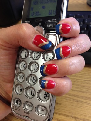 Gel nails. Wonder Woman colors. 