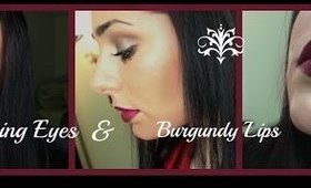 Shimmery Eyes and Burgundy Lips|Winter Makeup