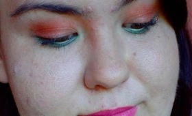 Summer Neon Makeup Tutorial (Orange & Blue Eyes, With A Pop Of Pink)