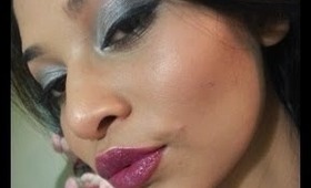 Silver Grey smokey eyes with Berry lip