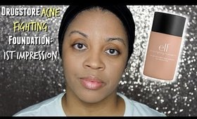 ACNE FIGHTING Makeup From The DRUGSTORE?! | First Impression: ELF Acne Foundation