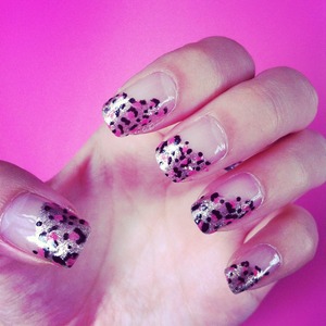 Half Nail Leopard Prints with Glitter background