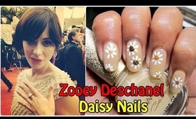 Zooey Deschanel Daisy Nails Golden Globe 2014 | Nailart tutorial