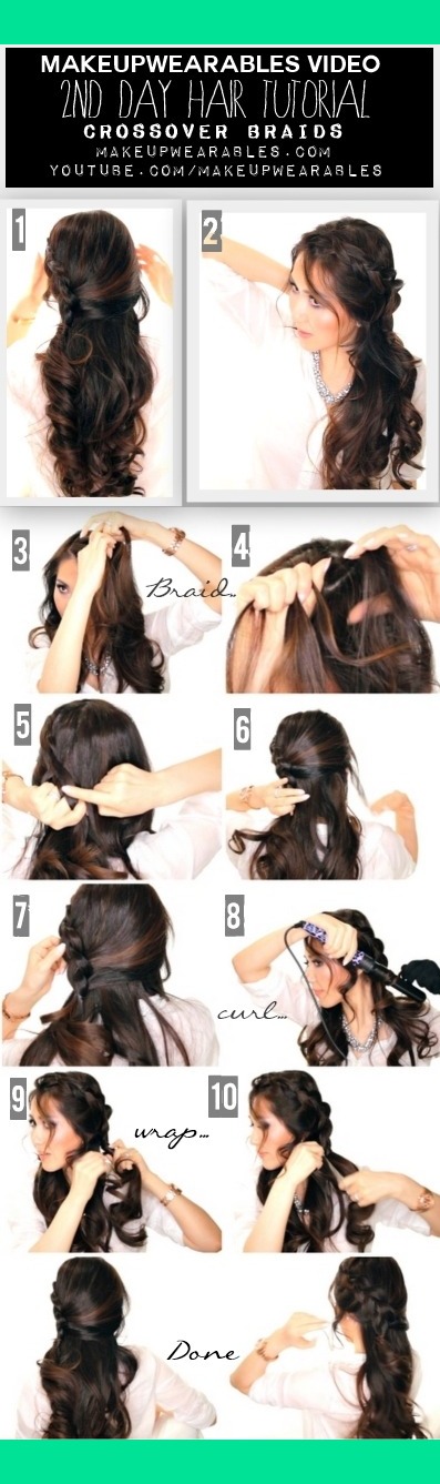 Cute Braided Half-Updo Tutorial Video | Curly Long Hairstyles | Tina -  MakeupWearables L.'s (makeupwearables) Photo | Beautylish