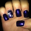 Dark purple nails with white design