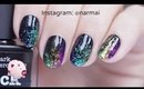 Scattered rainbow glitter nail art tutorial