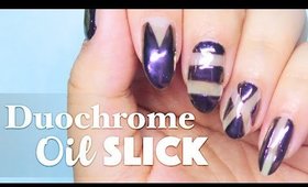 Duochrome Oil Slick nail art + Swatches ft. Bornprettystore.com