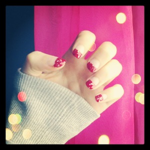 red and glitter french-manicure!