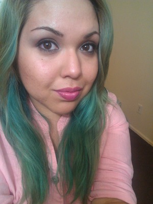 Picture of my long teal hair made possible by Ion Colour products and John Frieda Shampoo. ♡