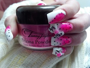 I used Tammy Taylor colored acrylic for faded look and and formed the bows