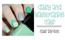 Daisy and Watermarble Nails | NailsByErin