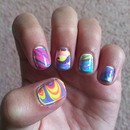 Water marbled nails
