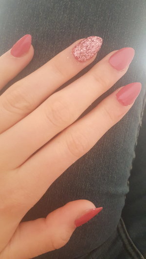 pink and glittery nails