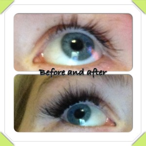 Excuse the messy brows. Before and after shot of my eyelashes using eyelure individual lashes. 