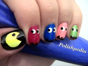 Who loves to play this game?  Now put the game onto your nails!

Watch The Tutorial @ http://www.polishpedia.com/pac-man-nail-art.html