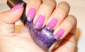 Pink and Purple Gradient Glitter Nail Tutorial