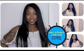 Most Natural Long Kinky Straight  Full Lace Silk Top Wig | Younique Lace Wigs