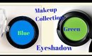 Makeup collection: eyeshadow blues green