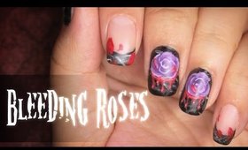 Bleeding Roses Halloween nail art