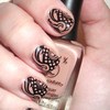 Nude with Black Print Nails