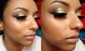 Glowing Green Eyes & Defined Nude Lips Makeup Tutorial