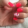 Bright pink nails