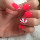 Bright pink nails